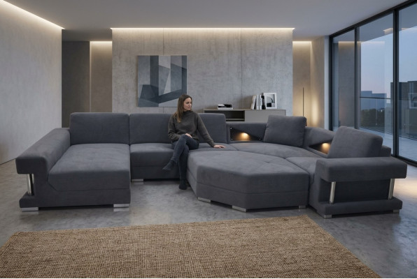Ecksofa Couch Polsterecke Wunnzëmmer Landschaft Designer Couchen Textil A1131