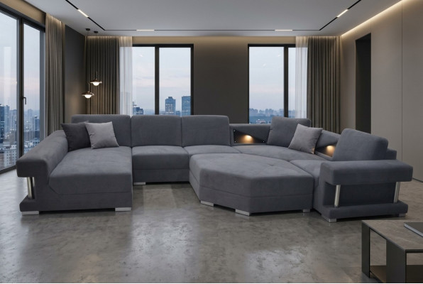 Ecksofa Couch Polsterecke Wunnzëmmer Landschaft Designer Couchen Textil A1131