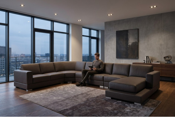 Eck Lieder Modern XXL Couch Wunnlandschaft Liedercanapé Canapé U-Form A1127