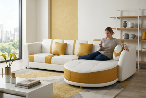 Eck-Canapé Couch Polster Eck Wunn Zëmmer Landschaft Deko Designer Canapéen
