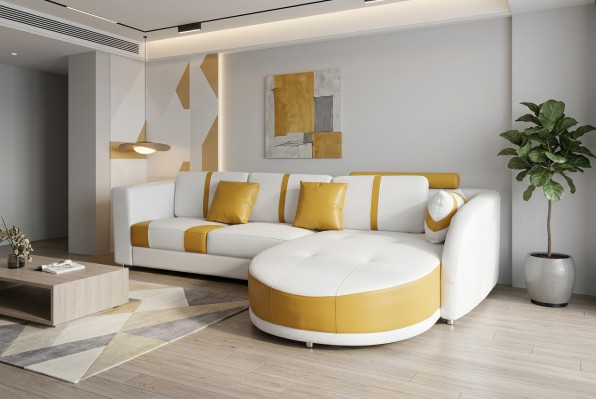 Eck-Canapé Couch Polster Eck Wunn Zëmmer Landschaft Deko Designer Canapéen