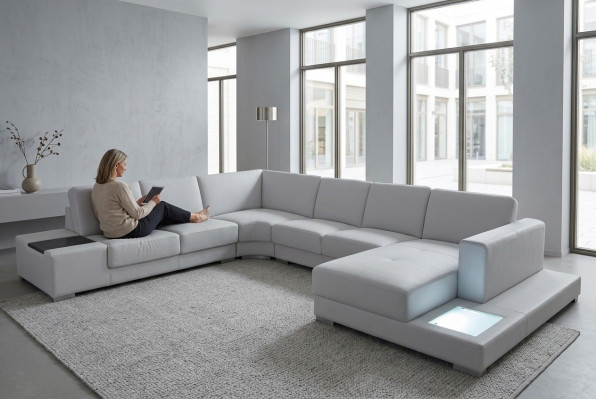 Eck Sofa Canapé Polster Eck Wunnzëmmer Landschaft Designer Canapéen Textil