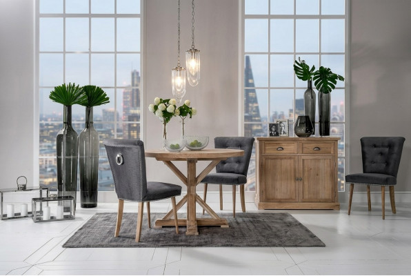 Klasseschen Design Ronddësch Ronndësch Holz Dëscher 110/140 cm Iesszëmmer Neit