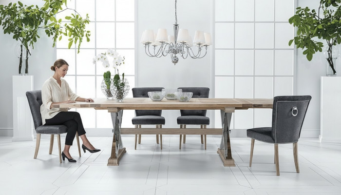 Design Iesszëmmer Iessdësch Dësch 8 Still Stull Réck Still Echt Holz