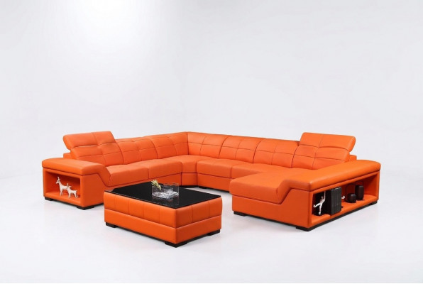 XXL Garnitur Designer Awunnerlandschaft Eckcouch Sofa Couch U-Form Dësch Lieder Nei