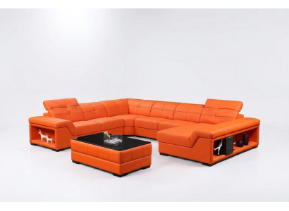 XXL Garnitur Designer Awunnerlandschaft Eckcouch Sofa Couch U-Form Dësch Lieder Nei
