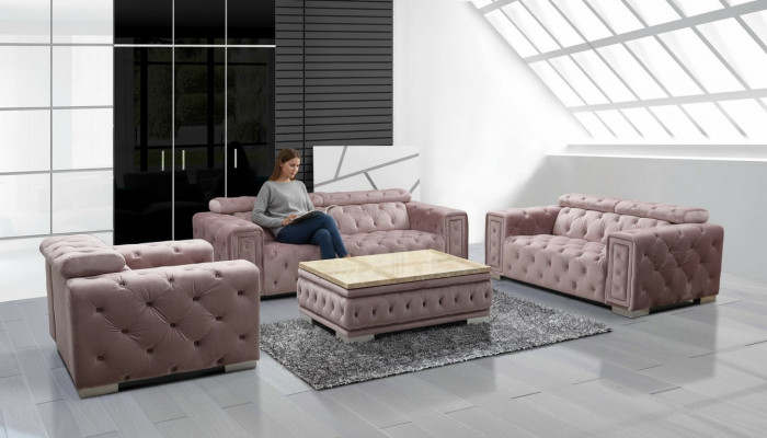 Klassesch Design Couch Chesterfield 3+1 Sëtzer Couch Sëtz Polster Garnitur Nei
