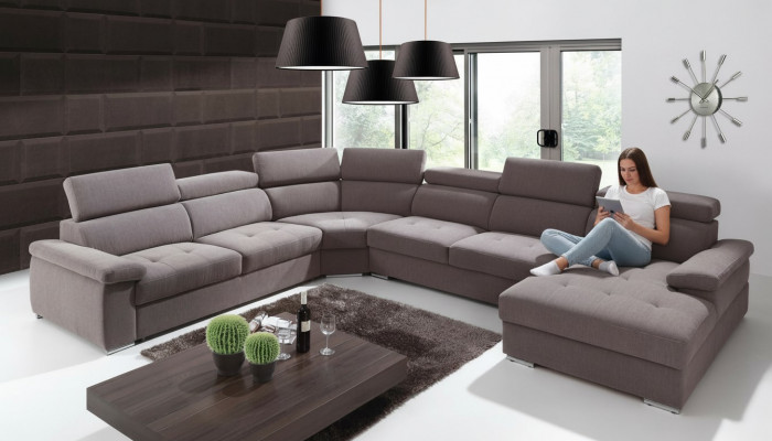 XXL Grouss Wunnlandschaft Wunnzëmmer Textil Sofa Polster Couchen Sofas Couch Nei