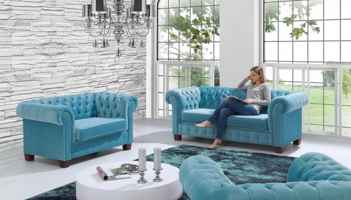 Chesterfield 2+1+1 Sofagarnitur Couch Polster Sëtz Garnitur Sofa Couchen