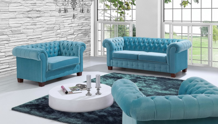 Chesterfield 2+1+1 Sofagarnitur Couch Polster Sëtz Garnitur Sofa Couchen