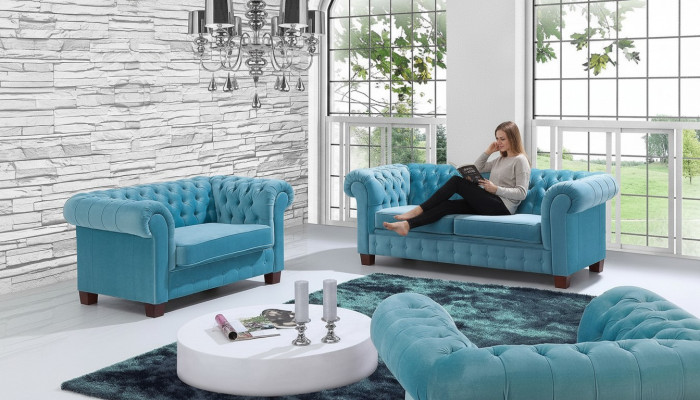 Chesterfield 2+1 Sofagarnitur Canapé Polster Sëtz Garnitur Sofa Canapéë Sofasen Nei