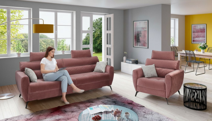 Lieder Design Couch Polster Sëtz 2+1 Sofa Garnituren Kënschtlecher Lieder Set Garnitur Nei