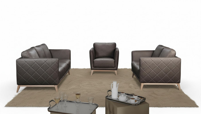 Lieder Design Couch Polster Sëtz 2+1+1 Garnitur Sofa Garnituren Kënschtleeder Set