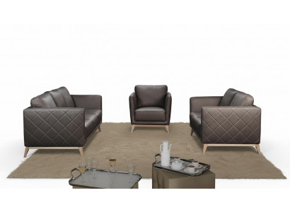 Lieder Design Couch Polster Sëtz 2+1+1 Garnitur Sofa Garnituren Kënschtleeder Set