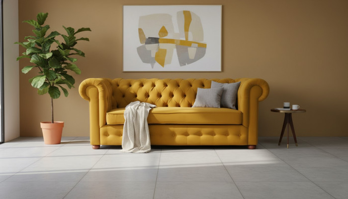 Chesterfield Drësëtzer Samt Canapé Polster Schlofssofa Canapé Bettfunktioun Nei