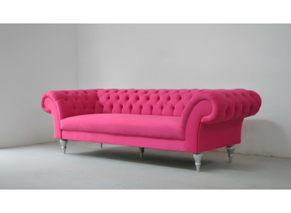 Stoff Design Canapé Polster Sofas Textil Modern Canapé Chesterfield 3 Sëtzer Rosa