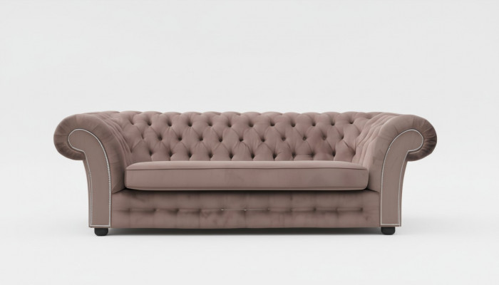 Sofa 3 Sëtzer Stoff Design Couch Polster Sofas Textil Modern Chesterfield Beige