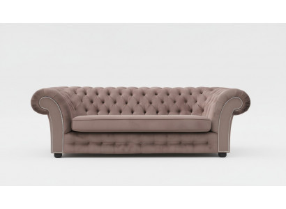 Sofa 3 Sëtzer Stoff Design Couch Polster Sofas Textil Modern Chesterfield Beige