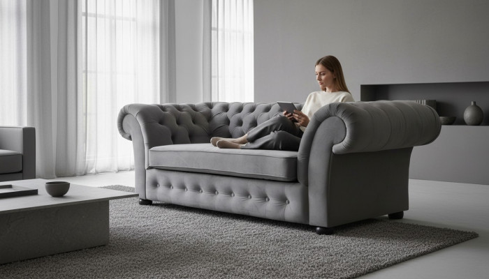 Canapé 3 Sëtzer Stoff Design Couch Polster Canapéen Textil Modern Chesterfield Gro