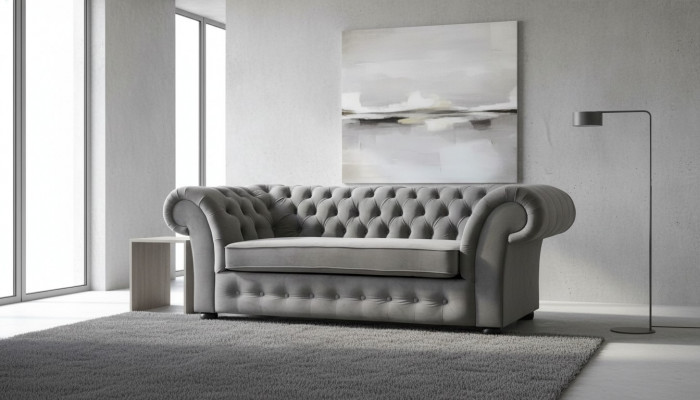Canapé 3 Sëtzer Stoff Design Couch Polster Canapéen Textil Modern Chesterfield Gro