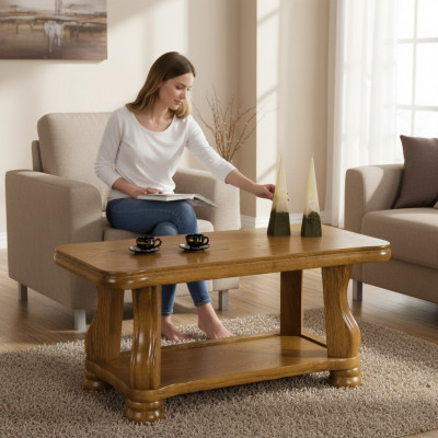 Handaarbecht Eech Holz Sofa Dëscher Klassesch Wunnzëmmer Dësch Couchtisch