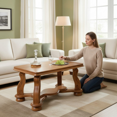 Echt Handaarbecht Holz Dësch Couch Dëscher Niewendësch Nei Sofa Klassesch