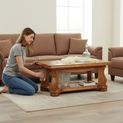 Massivholz Dësch Klassesch Sofa Niewendëscher Holz Handaarbecht Couchdësch Neien