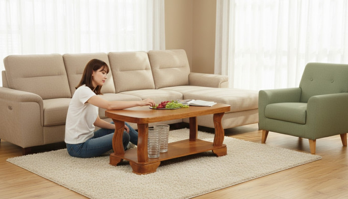 Handaarbecht Echt Holz Sofa Bäistell Dëscher Klassesch Wunnzëmmer Dësch