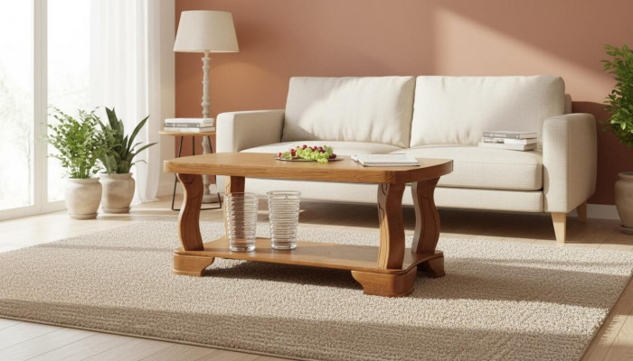 Handaarbecht Echt Holz Sofa Bäistell Dëscher Klassesch Wunnzëmmer Dësch