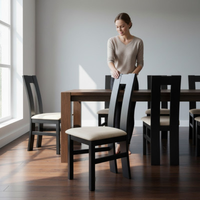 Design Still Set 2x Sesselen Holz Textil Polster Stillen Gastro Stoff Iesssall