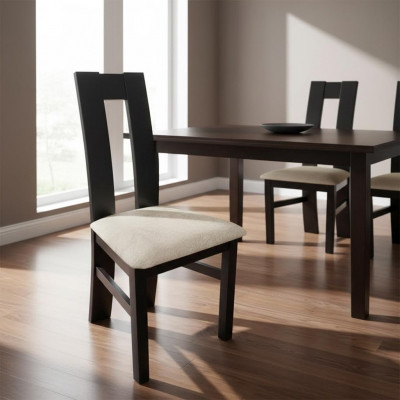 Design Set 4x Sëtz Stull Holz Textil Polster Stull Gastro Iesszëmmer Stoff
