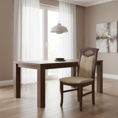 Sëtzkëssen Stull Design Holz Textil Polster Gastronomie Iesszëmmer Stoff Still Lenstull