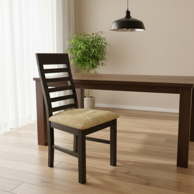 Set vu 2 Still Sëtz Design Holz Stoff Polster Still Iesszëmmer Textil Gastro