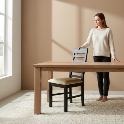 Set vu 4 Sessel Designer Holz Gestofft Textil Stull Gaastro Iesszëmmer.