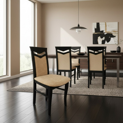 Set vu 2x Stullen Design Holz Stoffer Polster Stull fir Gastronomie Iesszëmmer Textil