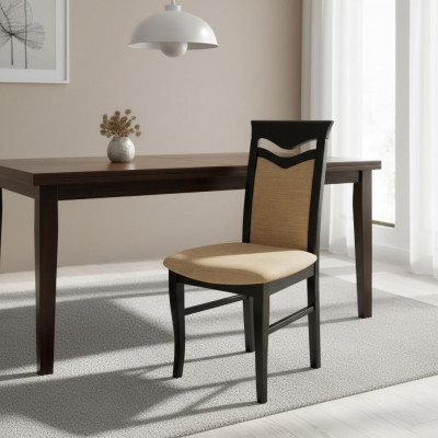 Klassesch 4x Sëtz Stull Designer Holz Stoff Polster Still Gastro Iesszëmmer