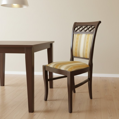 Set vu 8 Sëtz Sëtz Designer Holz Stoff Polster Sëtzer Gastro Iesszëmmer Textil