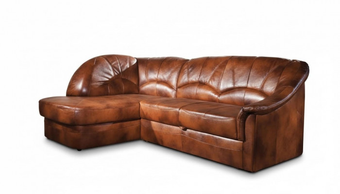 Klassesch Wénkelsofa 100% Lieder Wunnlandschaft Gepolstert Sofa Couch Sëtz