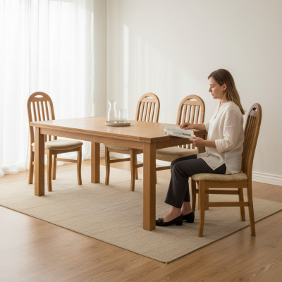 Design Still Set 2x Sesselen Massiv Holz Iesszëmmer Nei Polster Gastro Stoff