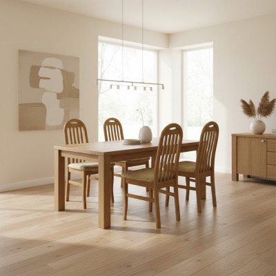 Set vu 4x Stull Sëtz Design Holz Textil Polster Gastro Stull Iesszëmmer Stoff
