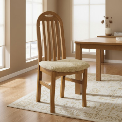 Set vu 8x Designer Still Sessel aus Holz, Textil gepolstert, Gaststull Ësszëmmer Stoff.