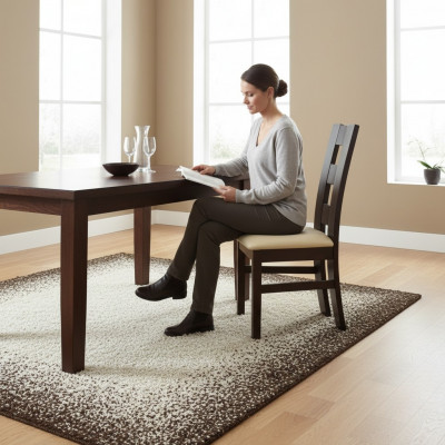 Set vu 4x Iesszëmmer Lieder Iesszëmmerstull Fauteuil Massivholz Polstersëtzt.