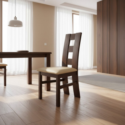 Set vu 4x Iesszëmmer Lieder Iesszëmmerstull Fauteuil Massivholz Polstersëtzt.