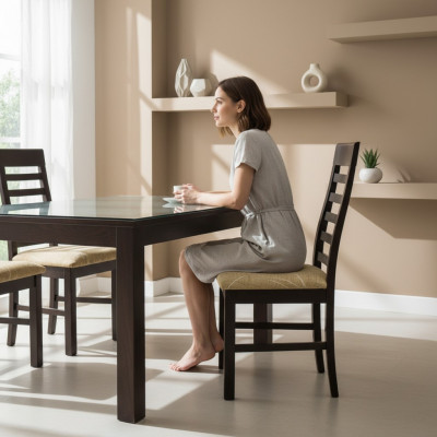 Set vun 10x Stoff Iesszëmmerstull Chesterfield Massiv Holz Polsterstull fir Gastronomie