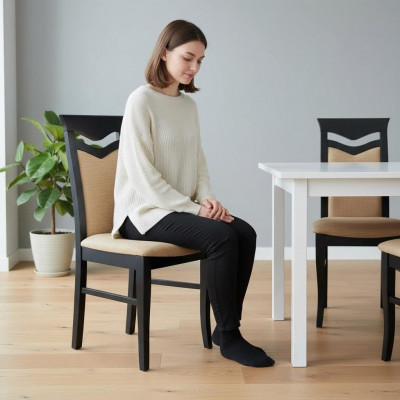 Set vun 10x Sesselen, Designer Holzstoff Polster Stuelen fir d'Gastro-Esszëmmer.