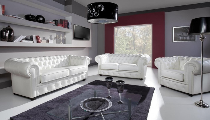 Klassesch Chesterfield Canapé 3+1 Sëtzer Set Sofa Garnitur Samett Garnituren