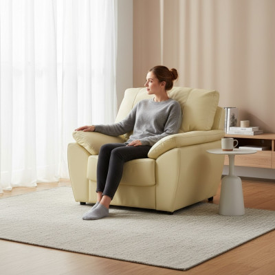 Klassesch Wunnzëmmer Garnitur 3+1+1 100% Vollleder Couch Sëtz Këssen