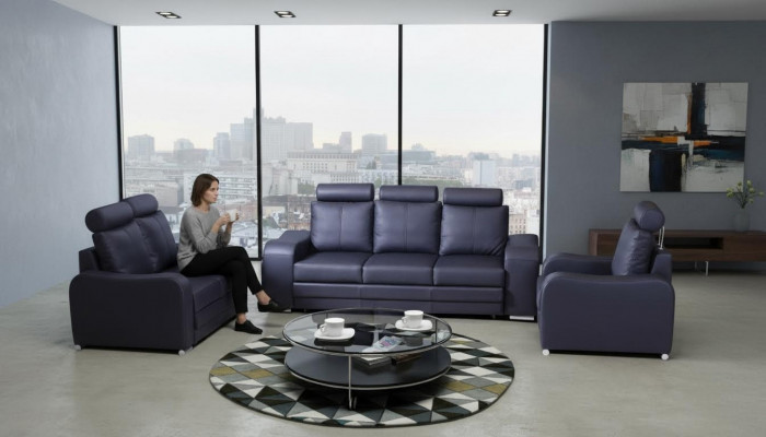 Design Sofa 3 Sëtzer Relax Sofas Polster Modern Dräisëtzer Couch 100% Vollleder