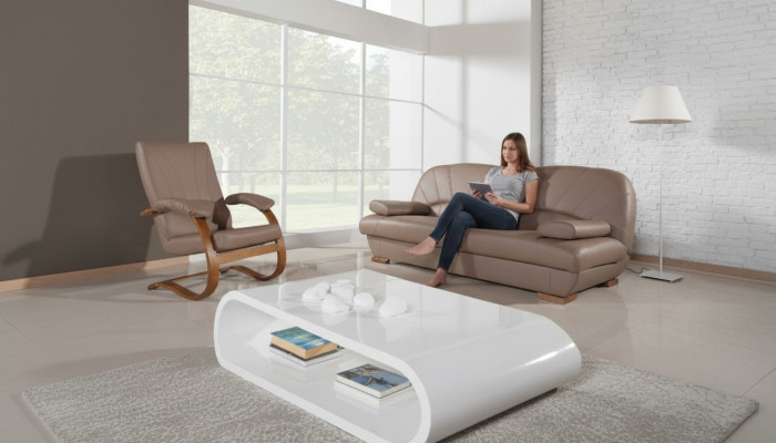Klassesch Wunnzëmmer Garnitur 3+1+1 100% Vollleder Canapé Setzer Sofa