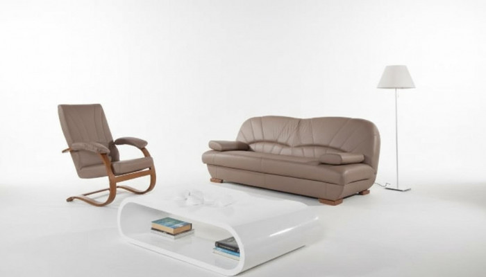 Klassesch Wunnzëmmer Garnitur 3+1+1 100% Vollleder Canapé Setzer Sofa